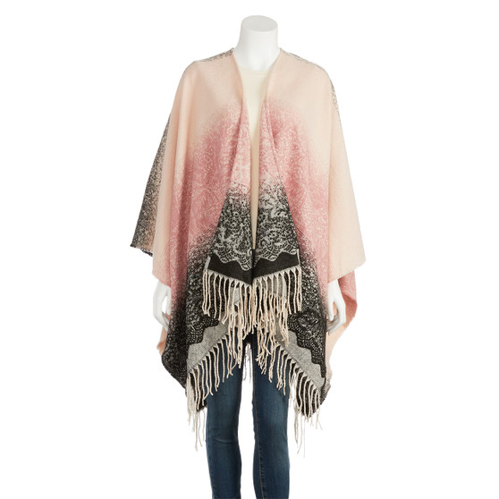 Lace Texture Ombre Ruana - Pink