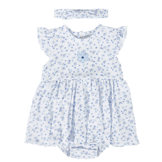 Baby Bodysuit Sundress with Headband - Blue