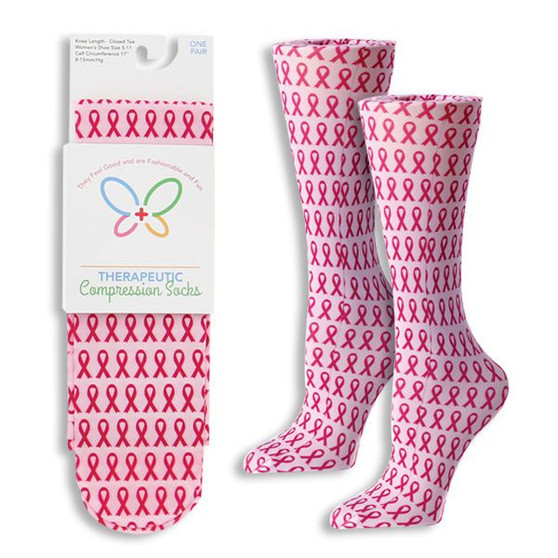 Cutieful Therapeutic Compression Socks - Pink Ribbon