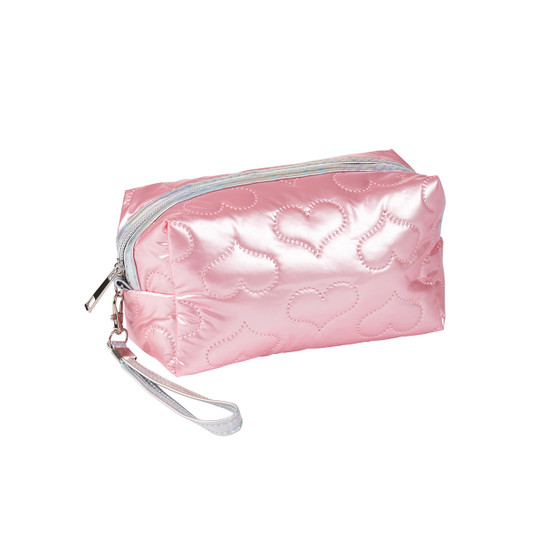 Puffer Pouch Heart Design - Pink