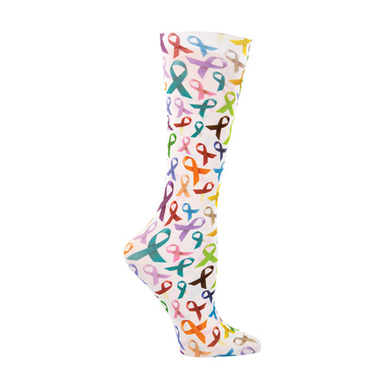 Celeste Stein Women's Therapeutic Compression Socks - Cancer Ribbons - Plus Size