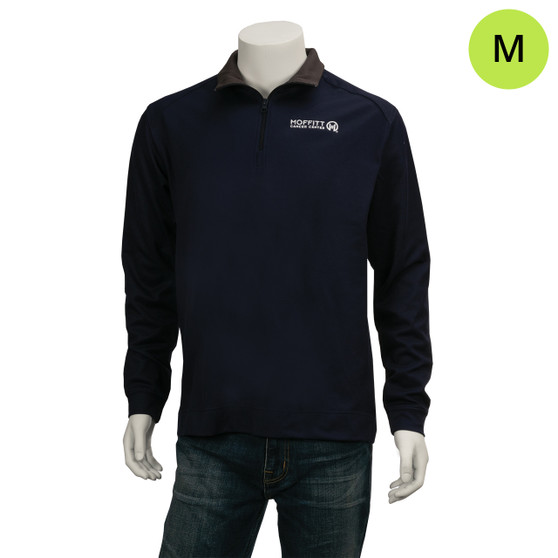 Moffitt Cancer Center Logoed Men's Quarter Zip Pullover - Navy and Gray - M