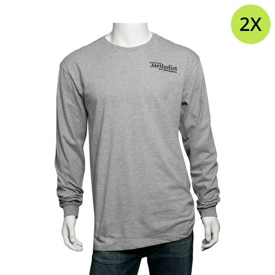 Houston Methodist Baytown Hospital Logoed Long-Sleeved Shirt - Heather Gray - 2X