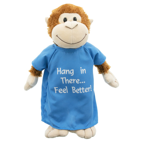 Hang in There Plush Monkey in Hospital Gown