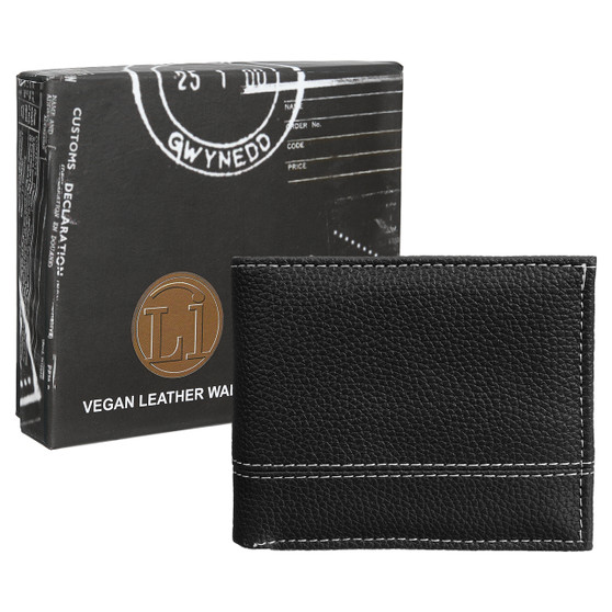 Black Bi-Fold Vegan Leather Wallet