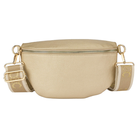 Crossbody Sling Bag with Guitar Strap - Gold Metallic
