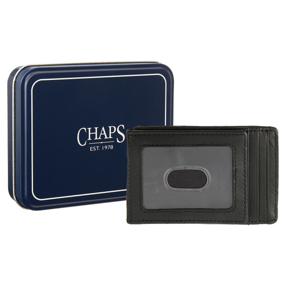 Chaps Leather RFID Signal Blocking Wallet with Money Clip