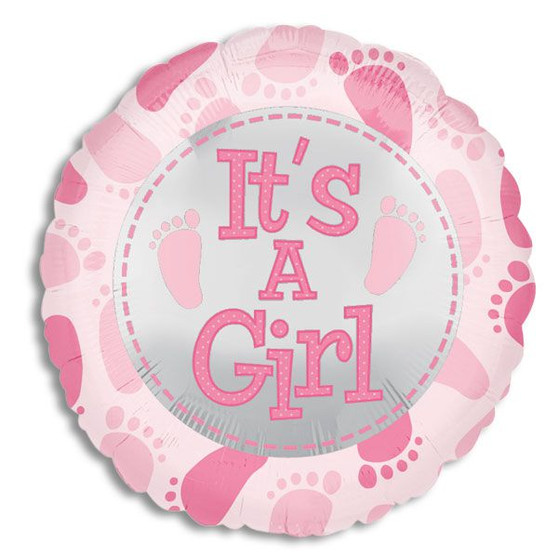 New Baby Footprints Mylar Balloon - It's a Girl