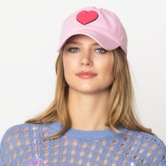 Pink Hat With Fuchsia Heart Patch