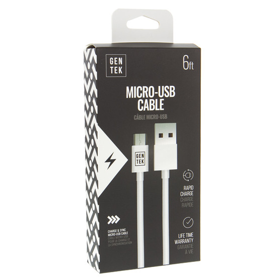 Gen Tek Micro USB to USB Android Charger - 6ft