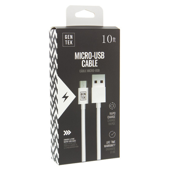 Gen Tek Micro USB to USB Android Charger - 10ft