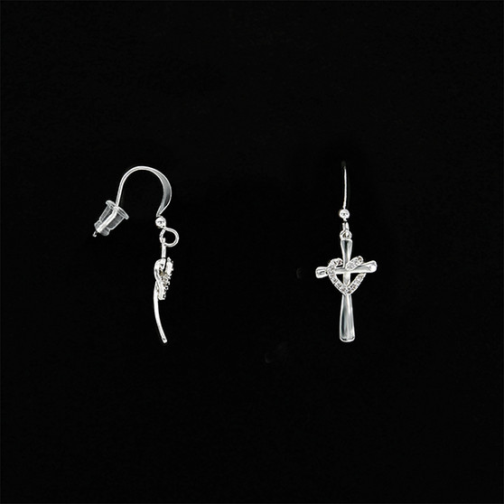 Amanda Blu Silver Cross Heart Earrings