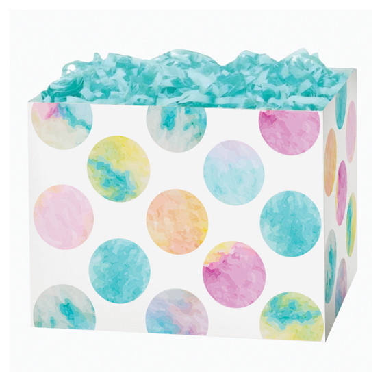 Watercolor Dots Gift Basket Box - Large