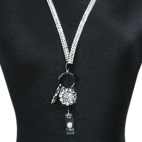 Clear Bling Retractable Breakaway Lanyard