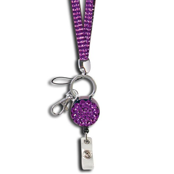 Purple Bling Retractable Breakaway Lanyard