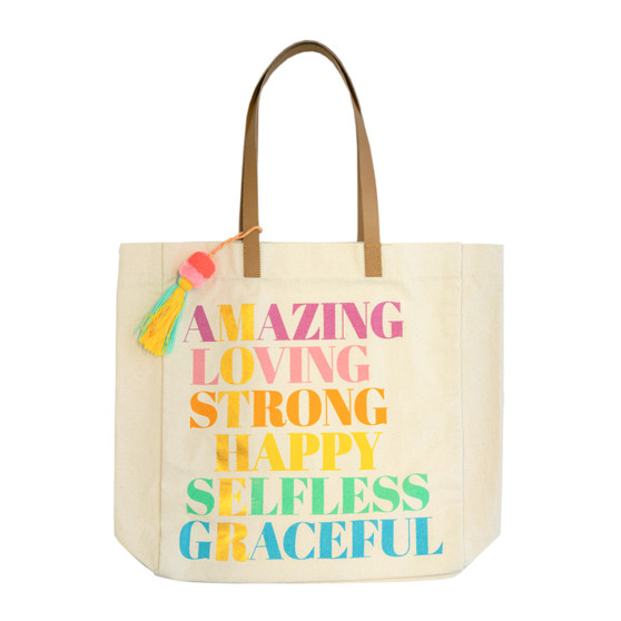 Canvas Tote with Pom-Pom - Amazing Mother