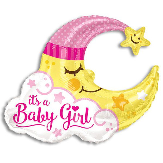 Jumbo Baby Girl Moon Mylar Balloon