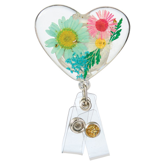 Glitterific Badge Reel - Flower Heart