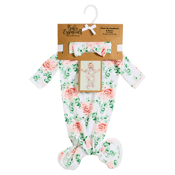 Photo Op Baby Headband and Gown Set - Pink Floral