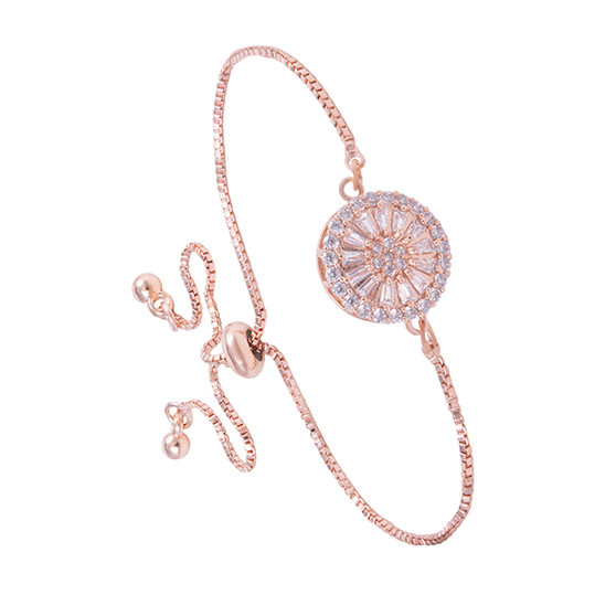 Amanda Blu Round Disk Pull Cord Bracelet - Rose Gold