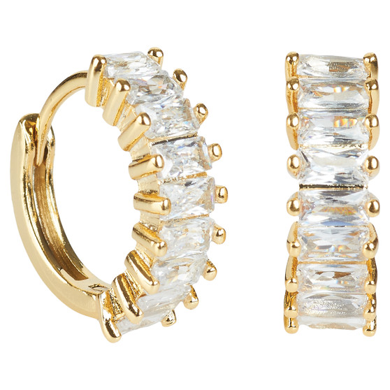 Amanda Blu Baguette CZ Huggie Earrings