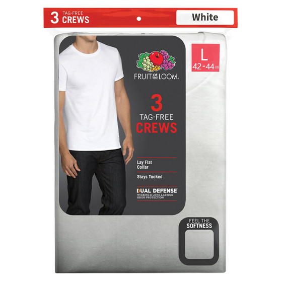 Fruit of the Loom Men's Tag-Free Crew T-Shirts - Size Large