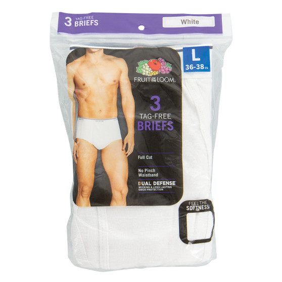 Fruit of the Loom Men's Tag-Free Briefs - Size Large
