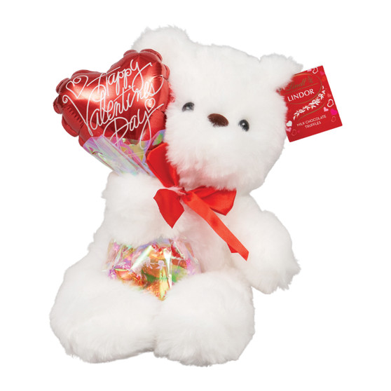 Valentine's Day Kelliloon - White Bear With Truffles & Balloon