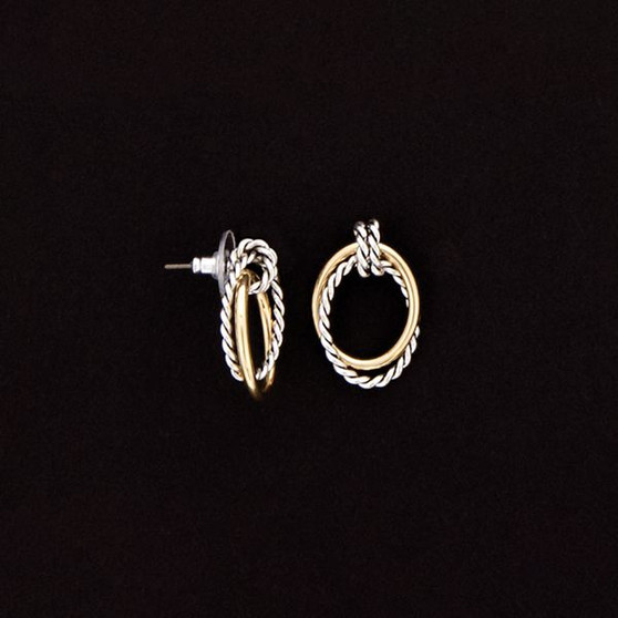 Julia Harper Two-Tone Gold and Silver Twisted Double Hoop Earrings