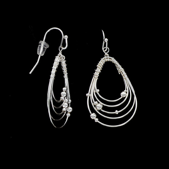 Julia Harper Silver Teardrop with Beads Drop Earrings