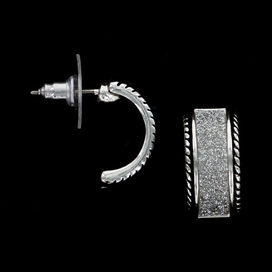 Julia Harper Silver Glitter Half Hoop Huggie Earrings