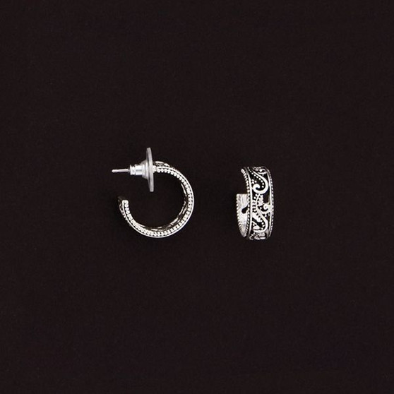 Julia Harper Silver Lace Hoop Huggie Earrings