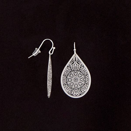 Julia Harper Filigree Silver Drop Earrings