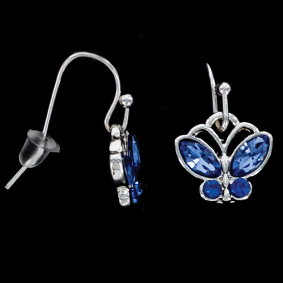 Julia Harper Blue Crystal Butterfly Drop Earrings
