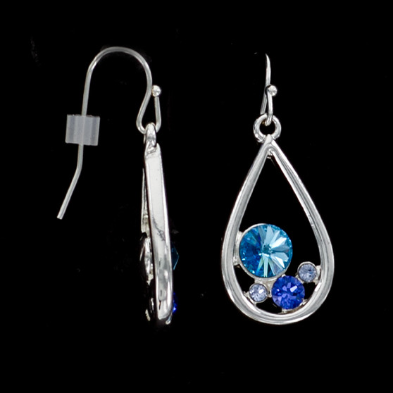 Julia Harper Silver Teardrop with Blue Crystals Drop Earrings