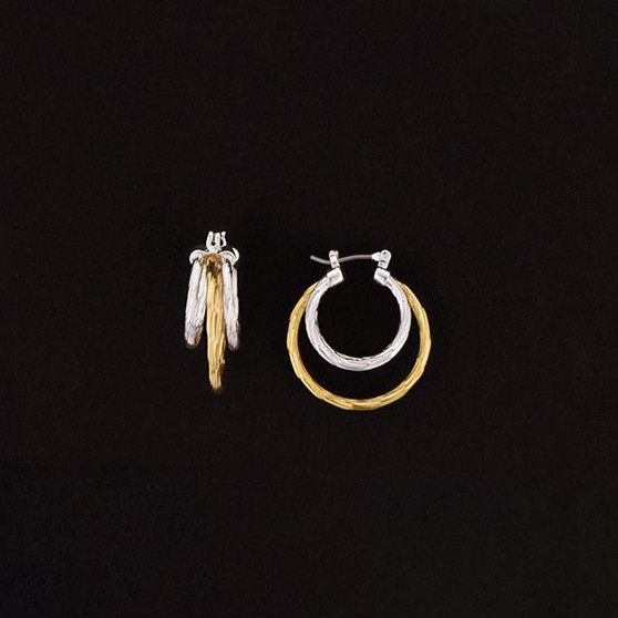 Julia Harper Two-Tone Gold and Silver Triple Hoop Earrings