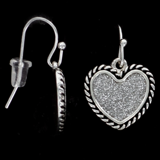 Julia Harper Silver Glitter Heart Drop Earrings