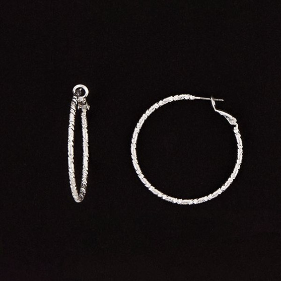 Julia Harper Textured Silver Hoop Earrings