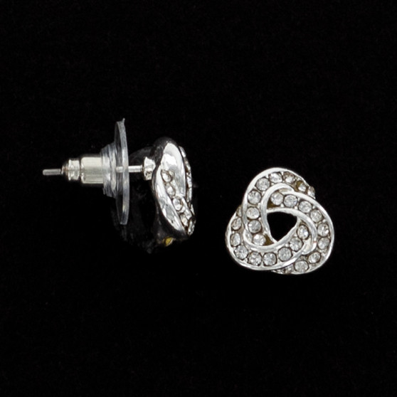 Julia Harper Silver Pave Knot Stud Earrings