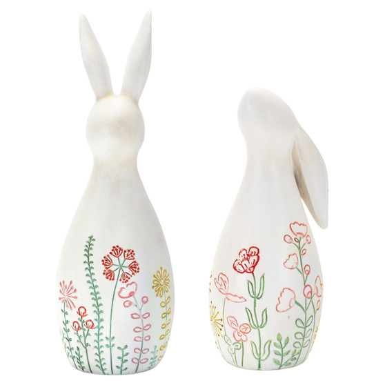 Floral Bunny Figurine