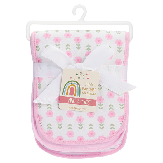 3-Piece Padded Baby Burp Cloths - Girl