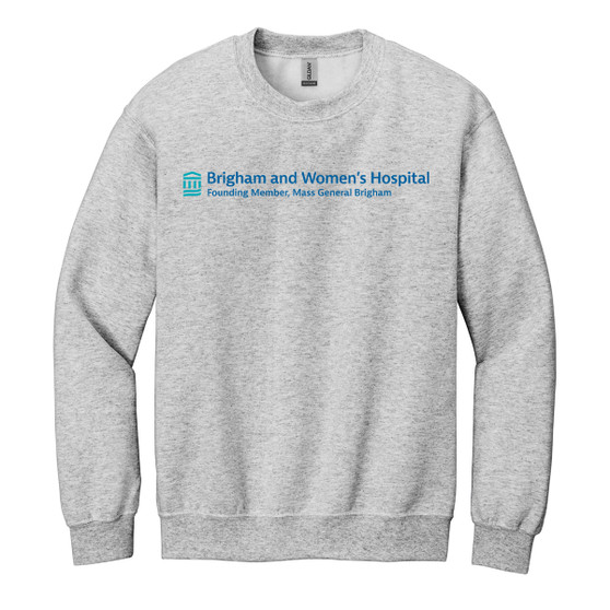 Brigham & Women's Hospital Crewneck Sweatshirt - Ash Gray with Full Chest Logo - 3X