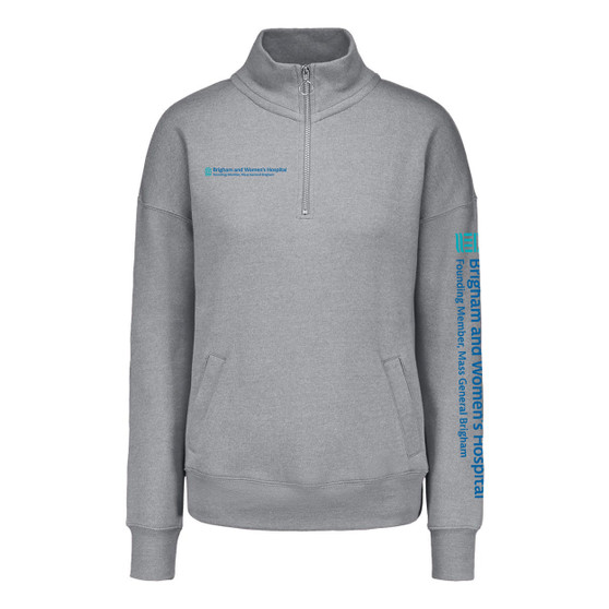 Brigham & Women's Hospital Women's Cloud Fleece Quarter-Zip Pullover - Heather Gray - XL