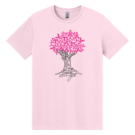 Breast Cancer Strength Tree T-Shirt - Medium
