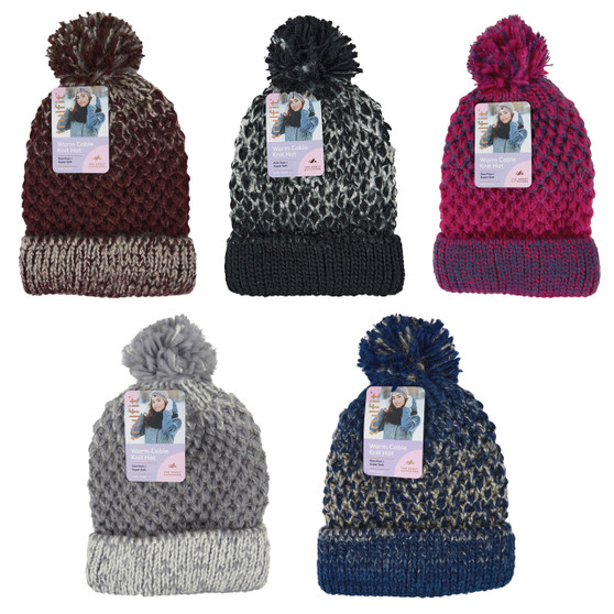 Trufit Cable Knit Cap With Pom