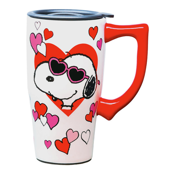 Snoopy Hearts Ceramic Travel Mug