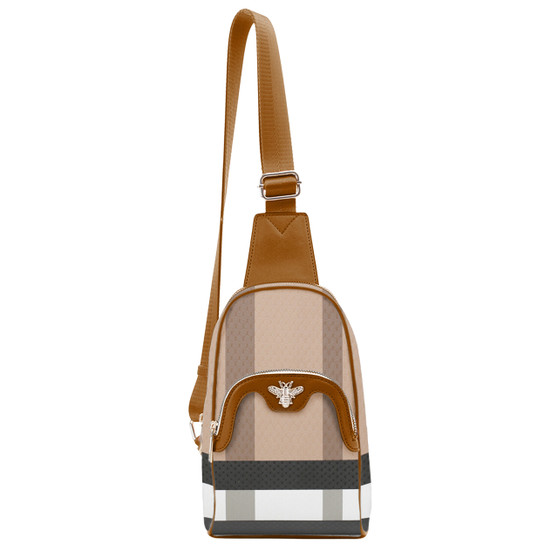 Sling Crossbody Plain Bag -  Brown