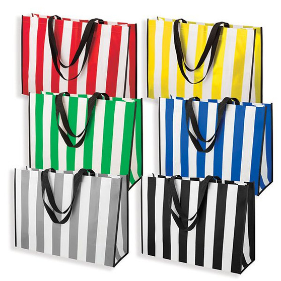 Striped Vinyl Tote Bags