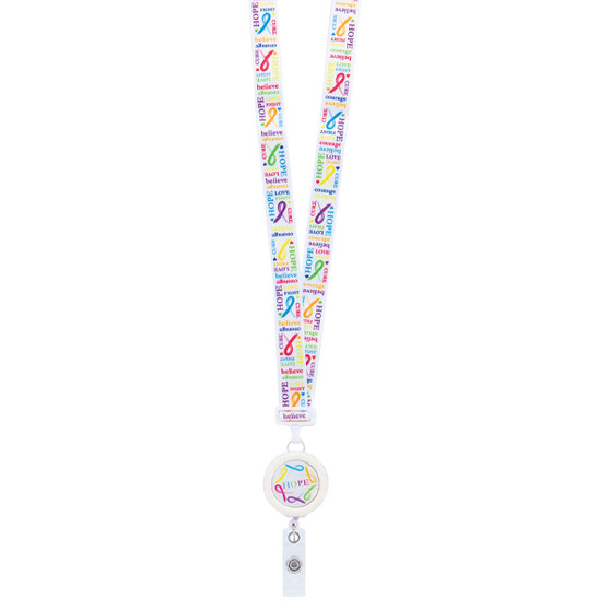 Cancer Awareness Ribbon Lanyard with Retractable Badge Reel