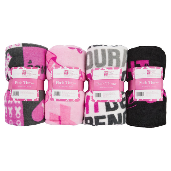 Pink Ribbon Plush Throw Blanket